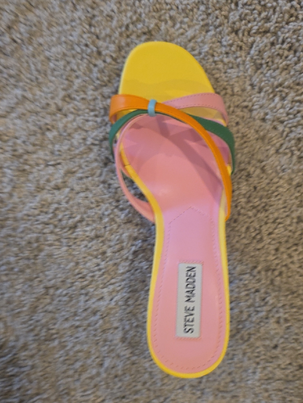 Steve Madden Pink, Yellow & Green Multistrap Slide Mule